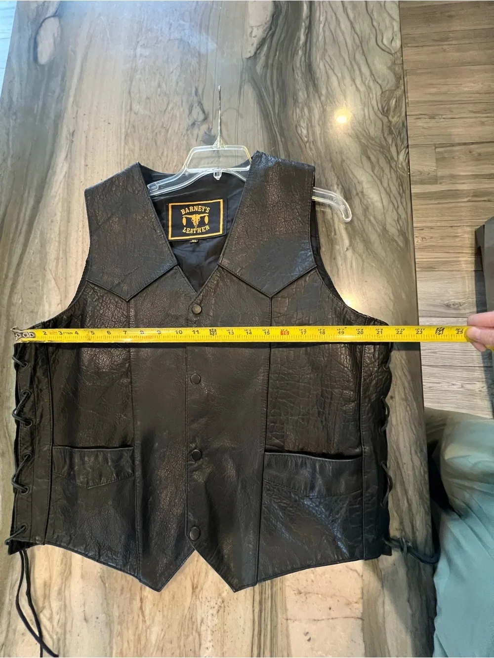 Barneys New York Black Leather Lace-Up Side Vest